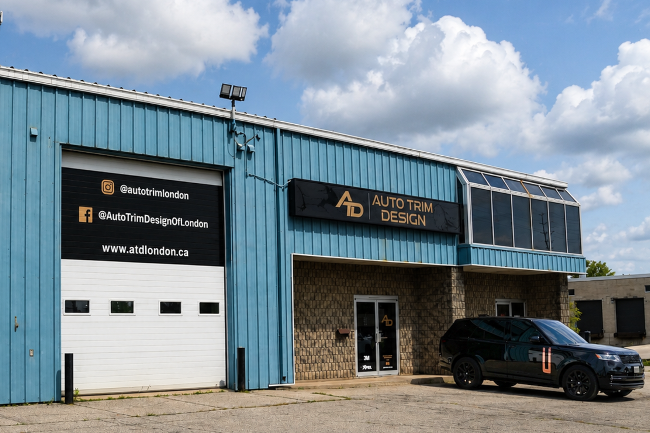 Auto Trim Design storefront on Clarke Road in east London, Ontario